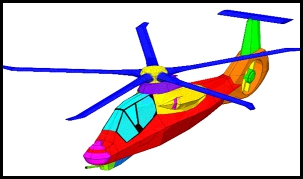 The surfaces of the helicopter are shown